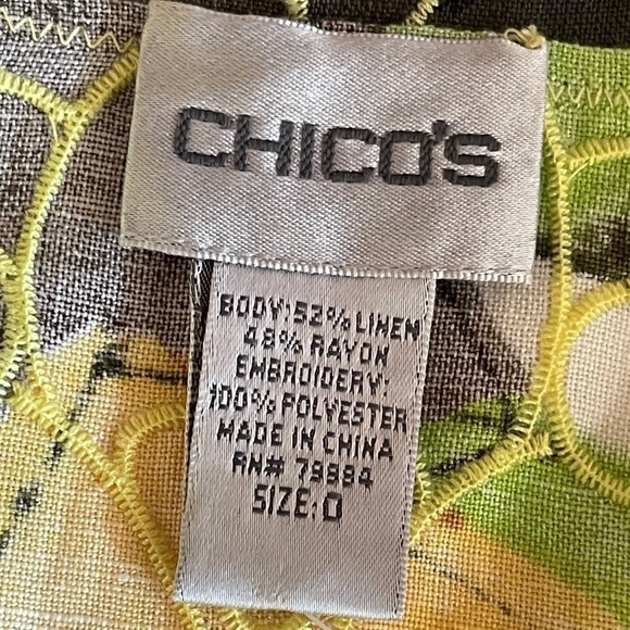 NWT! ($130) Chico's Women's Linen Blazer Jacket Open front Floral Boho, Sz S - Picture 2 of 13